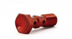 Болт (штуцер) двойной для banjo M10x1 L=30мм алюминий КРАСНЫЙ, Goodridge 993-03-31DR