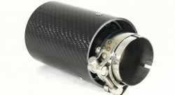 Насадка на глушитель, дизайн M-Style, карбон, D посадочный 57мм / D наруж 90мм, полированная сталь