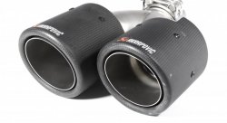Насадка на глушитель, двойная, AKRAPOVIC карбон, D посадочный 57мм / наруж 101мм, ПРАВ.