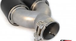 Насадка на глушитель, двойная, AKRAPOVIC карбон, D посадочный 63мм / наруж 90мм, ПРАВ.