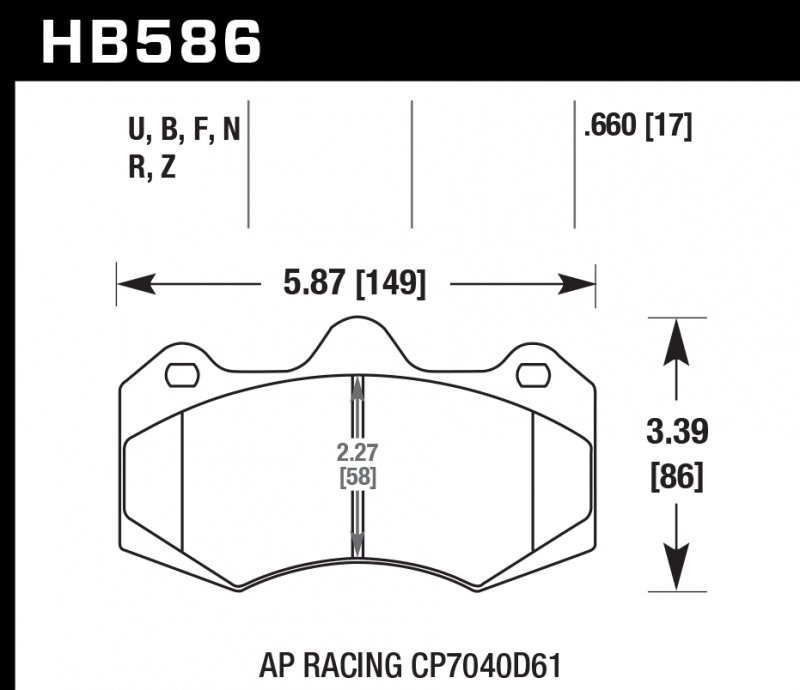 Колодки тормозные HB586F.660 HAWK HPS AP Racing CP7040, CP9040