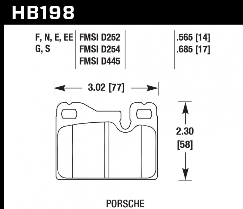 Колодки тормозные HB198S.685 HAWK HT-10 Porsche 18 mm