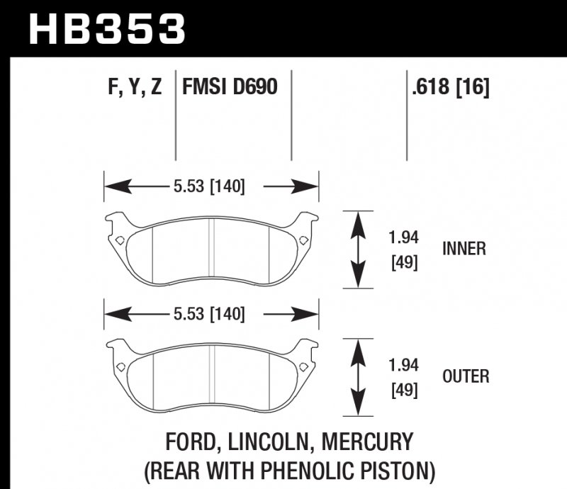 Колодки тормозные HB353F.618 HAWK HPS