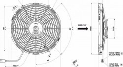 Вентилятор охлаждения SPAL (ВТЯГИВАЮЩИЙ) 12" (305мм) 12V производительность 2070 м³/ч