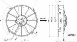 Вентилятор охлаждения SPAL универсальный 12" (305мм) 12V 2780 м³/ч