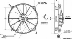 Вентилятор охлаждения SPAL универсальный 7" (182мм) 12V 700 m³/h
