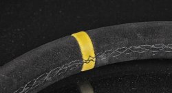 Руль 355мм, нулевой вылет, замша, черная нить