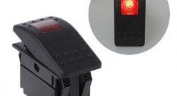 Кнопка включатель-выключатель в авто 16А с красной подсветкой