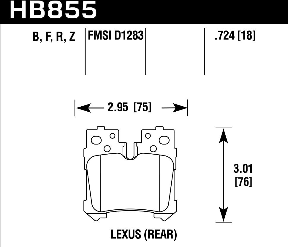 Колодки тормозные HB855Z.724 HAWK PC Lexus LS460 Sport задние