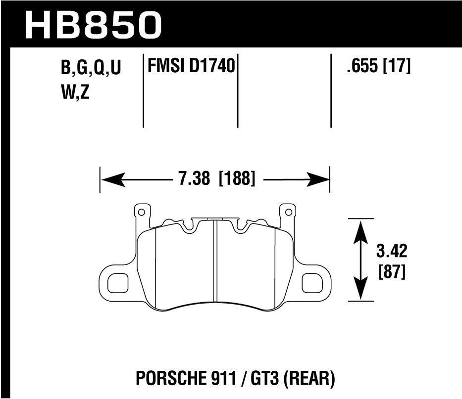 Колодки тормозные HB850N.655 PORSCHE 911 (991) GT3, GT3 RS/R; CAYMAN (981) 3.8 GT4