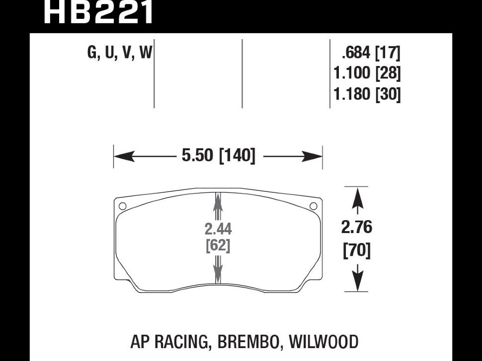 Колодки тормозные HB221U.787 HAWK DTC-70 AP Racing, Wilwood