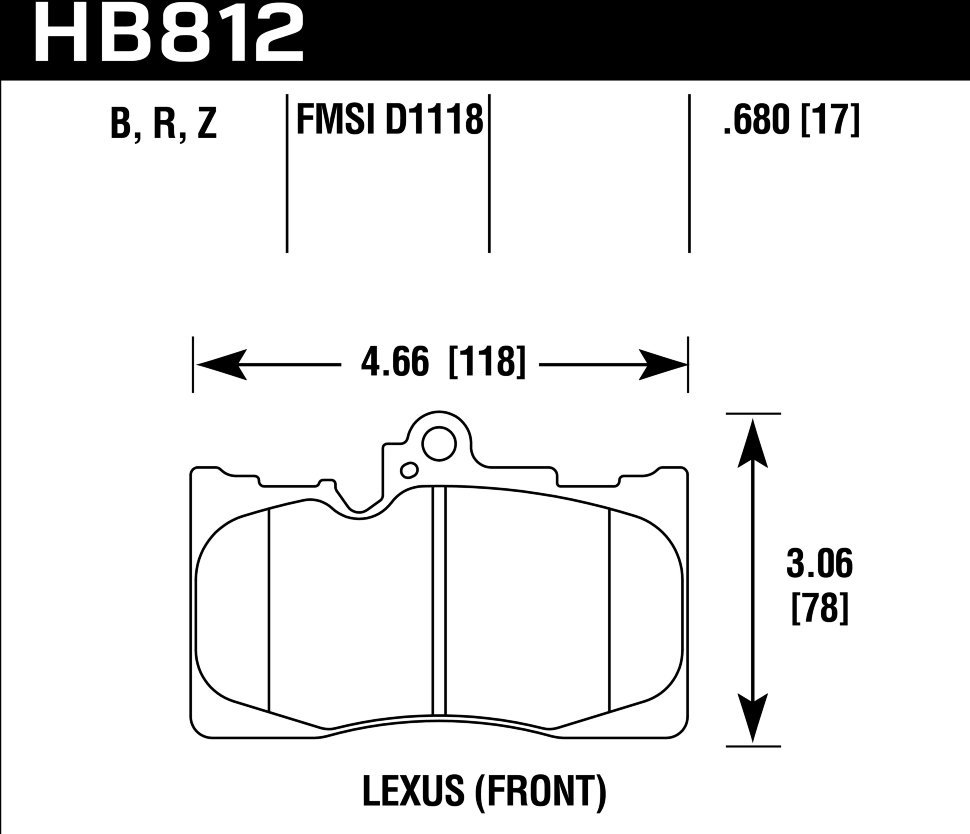 Колодки тормозные HB812Z.680 HAWK PC Lexus GS350  передние