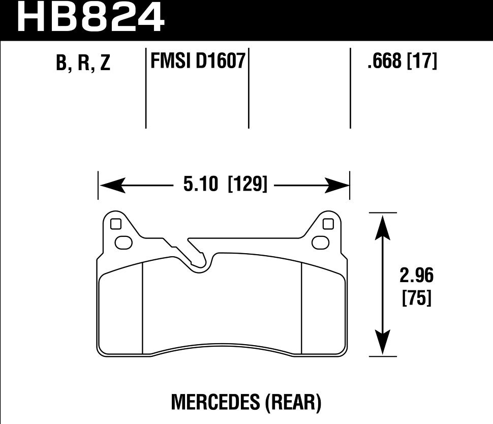 Колодки тормозные HB824Z.668 HAWK PC Mercedes-Benz SLS AMG  задние