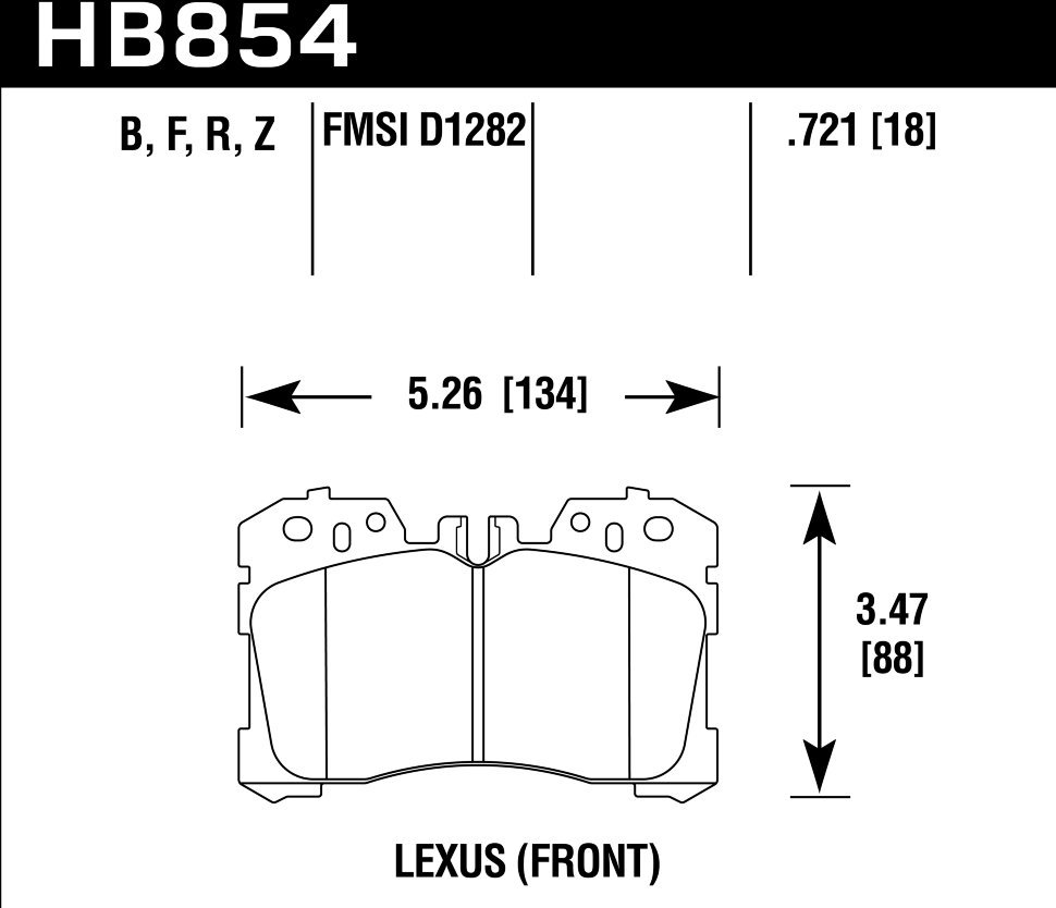 Колодки тормозные HB854B.721 HAWK HPS 5.0 Lexus LS460  передние