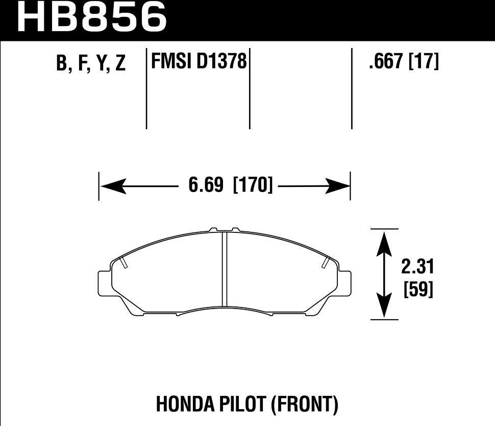 Колодки тормозные HB856B.667 HAWK HPS 5.0 Honda Pilot  передние