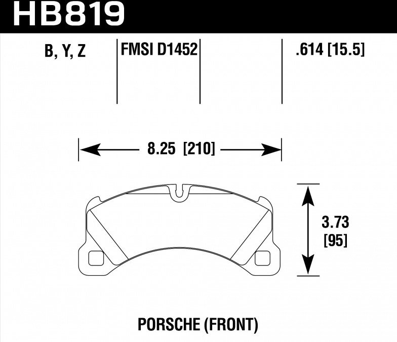 Колодки тормозные HB819Y.614 HAWK LTS Porsche Cayenne 2010-> ; MACAN 3.0S; 350x34mm
