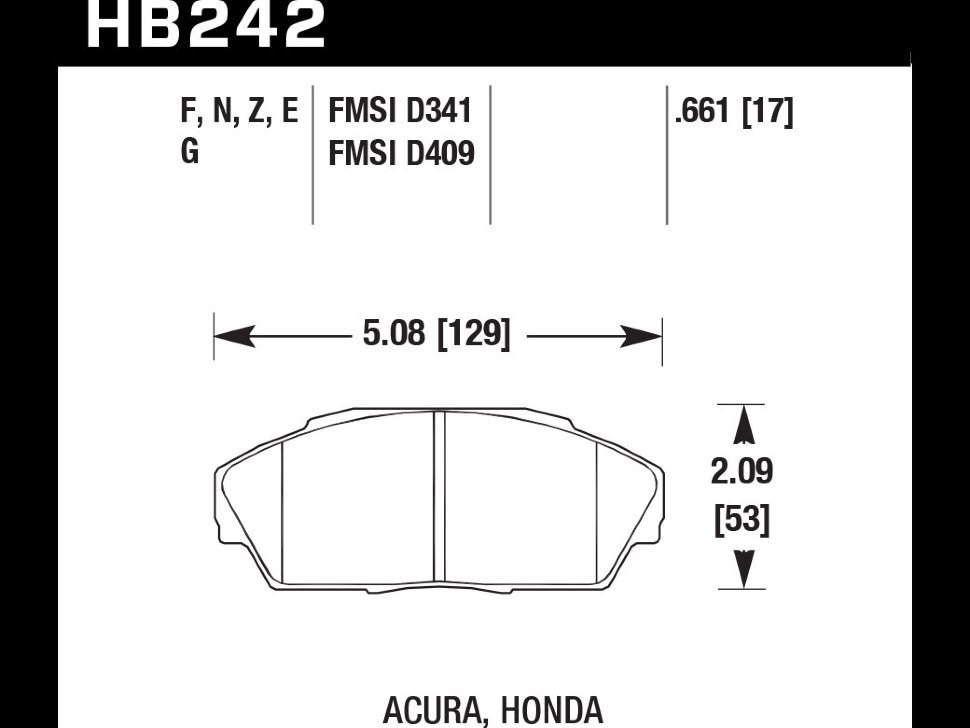 Колодки тормозные HB242U.661 HAWK DTC-70 Acura/Honda