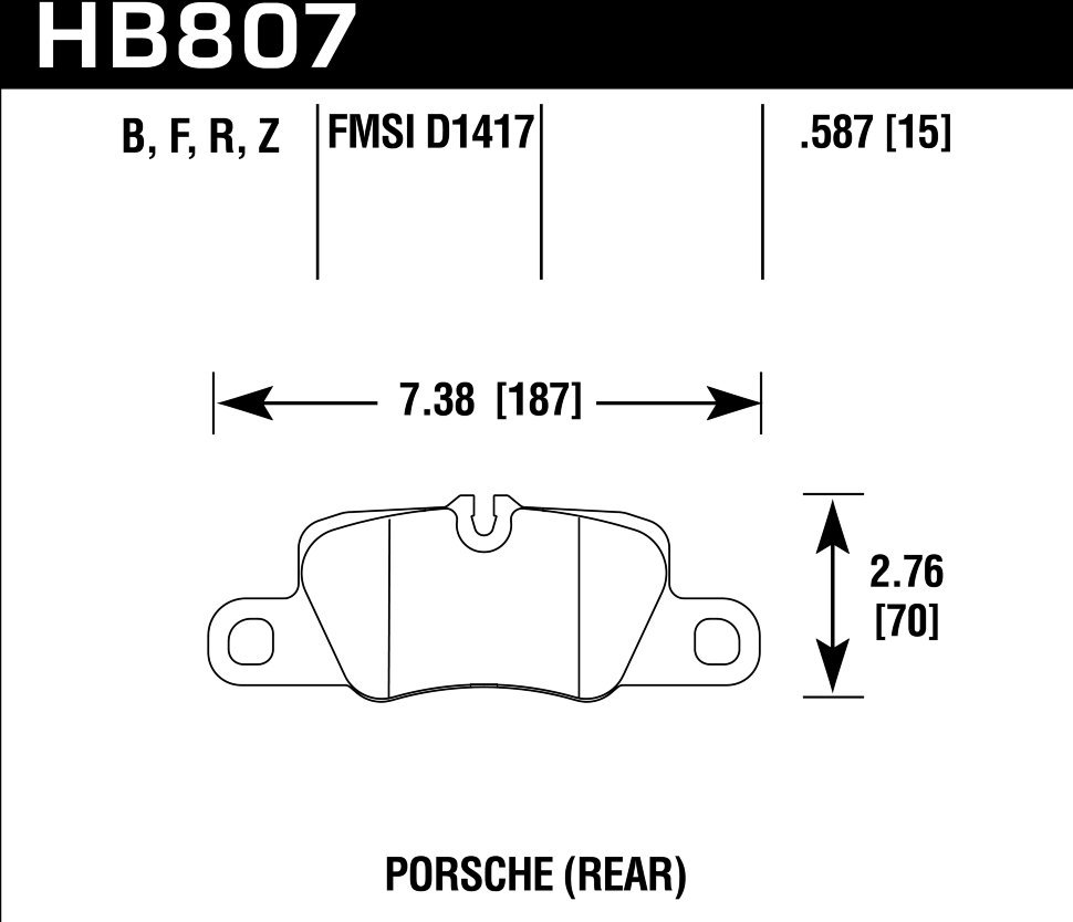 Колодки тормозные HB807F.587 HAWK HPS задние 911 (991) Carrera 2011-> ; Panamera 2009->