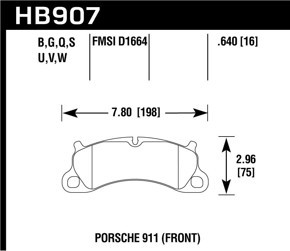 Колодки тормозные HB907N.640 перед Porsche 911 Carrera S 2011-15 ; Boxster Spyder 981