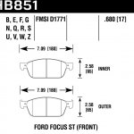 Колодки тормозные HB851S.680 HAWK HT-10 D1771 Ford Focus ST (Front)