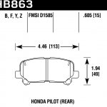 Колодки тормозные HB863F.605 HAWK HPS Honda Pilot  задние
