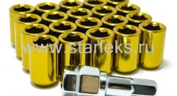 Комплект Гаек колесных M12x1,5 золотые, высота 35мм