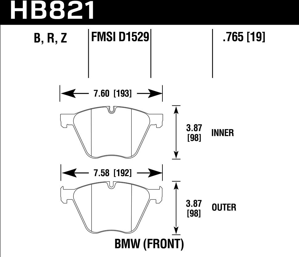 Колодки тормозные HB821Z.756 HAWK PC BMW 760Li  передние