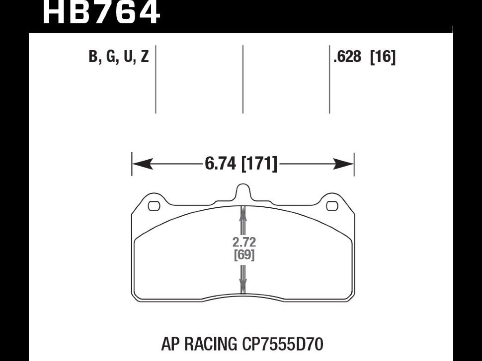 Колодки тормозные HB764U.628 HAWK DTC-70 AP Racing CP7555D70