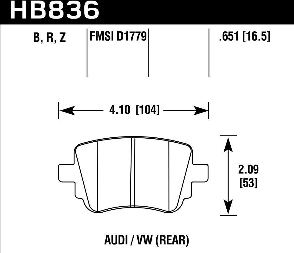 Колодки тормозные HB836B.651 HAWK HPS 5.0 VOLKSWAGEN Alltrack  задние