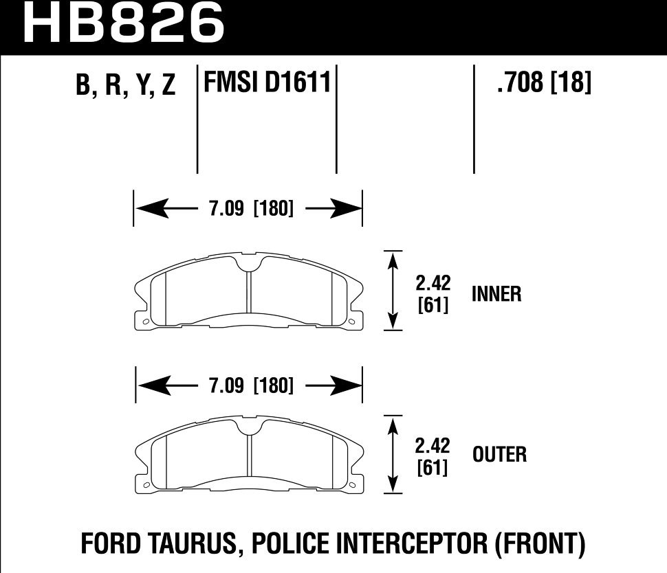 Колодки тормозные HB826B.708 HAWK HPS 5.0 Ford Explorer AWD передние