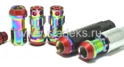 Комплект колесных кованных гаек Drinty Racing Nuts М12х1.5 - радужный хром, черный хром