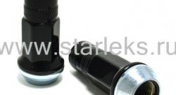 Комплект колесных гаек Racing Nuts 12*1.25 высота-53мм, 4шт.ки - черный хром