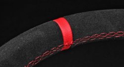 Руль 350мм SPARCO style, большой вылет, замша, красная нить