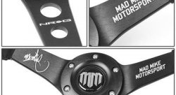 Руль 350мм, большой вылет, замша, черная нить, "MM" Mad Mike Formula Drift, черный