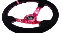 Руль 350мм, большой вылет, замша, розовый