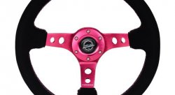 Руль 350мм, большой вылет, замша, розовый
