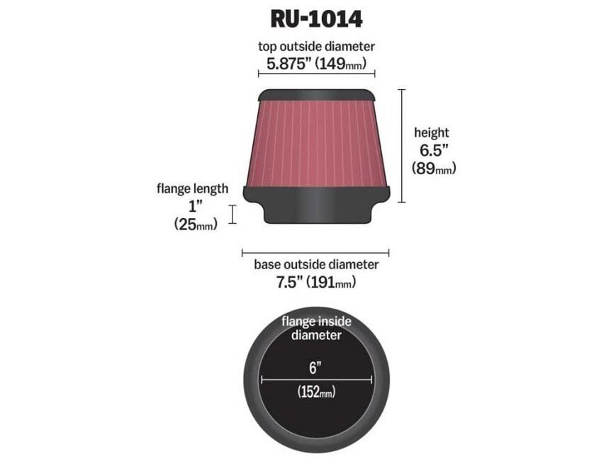 Фильтр нулевого сопротивления универсальный K&N RU-1014   Air Filter