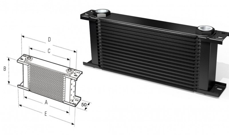 Радиатор масляный 16 рядов; 330 mm ширина; ProLine STD (M22x1,5 выход) Setrab, 50-616-7612