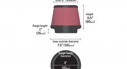 Фильтр нулевого сопротивления универсальный K&N RU-1014 Air Filter