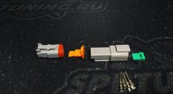 Коннектор папа-мама герметичный серый 2 пина