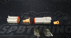 Коннектор папа-мама герметичный серый 4 пина