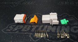 Коннектор папа-мама герметичный серый 8 пинов