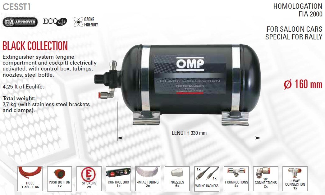OMP Black Collection система пожаротушения электрическая стальн.(для куз. авт.)
