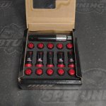 Комплект колесных кованных гаек Drinty Racing Nuts М12х1.25 - черный хром, красный хром