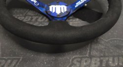 Руль 350мм, большой вылет, замша, черная нить, "MM" Mad Mike Formula Drift, синий