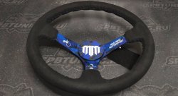 Руль 350мм, большой вылет, замша, черная нить, "MM" Mad Mike Formula Drift, синий