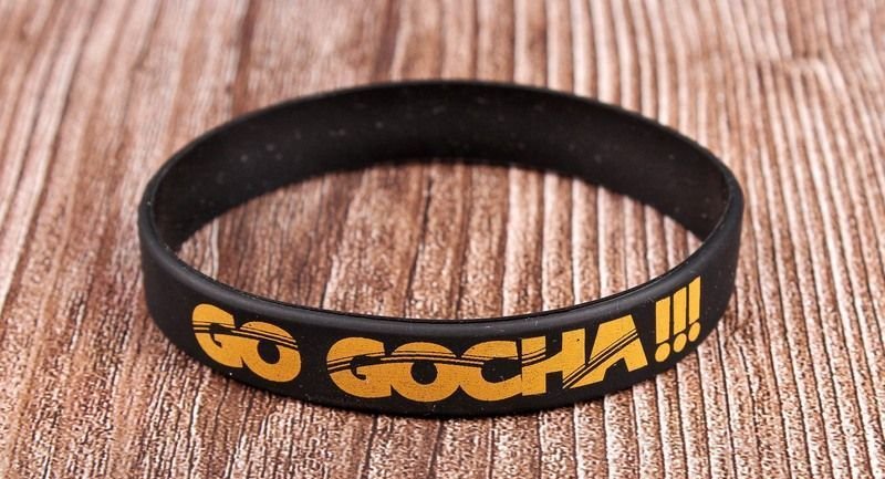 Браслет силиконовый "GO GOCHA!!!", черный, желтая надпись