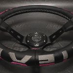 Руль спортивный Vertex 1996 с выносом экокожа с перфорацией (розовый)