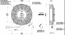 Вентилятор охлаждения SPAL универсальный 7" (190мм) 12V 690 м³/ч (ТОЛКАЮЩИЙ)