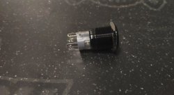 Кнопка черная без фиксации водонепроницаемая 12В 3А - белая подсветка